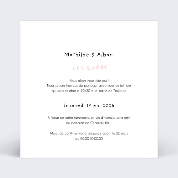 Faire part mariage Mariage Illustré Verso