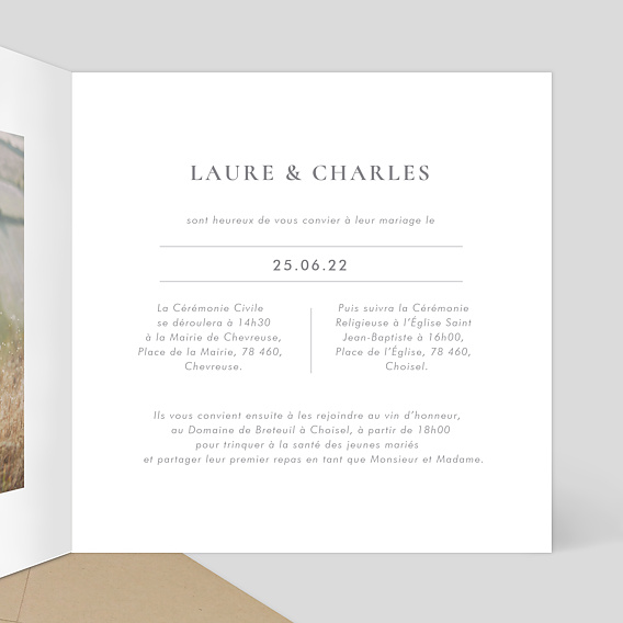 Faire part mariage Jeune Pousse Intérieur Droit