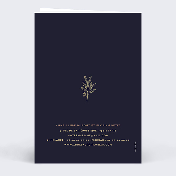 Faire part mariage Fleurs Sauvages Verso