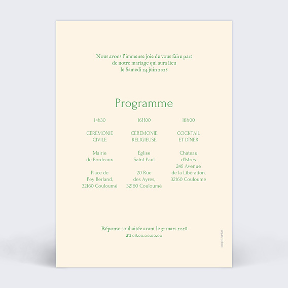 Faire-part Mariage Arche estivale