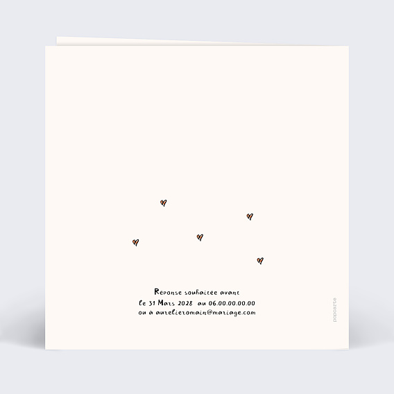 Faire part mariage Dessin Papa et Maman Verso