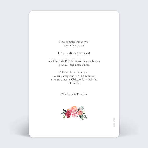 Faire-part Mariage Bouquet Aquarelle