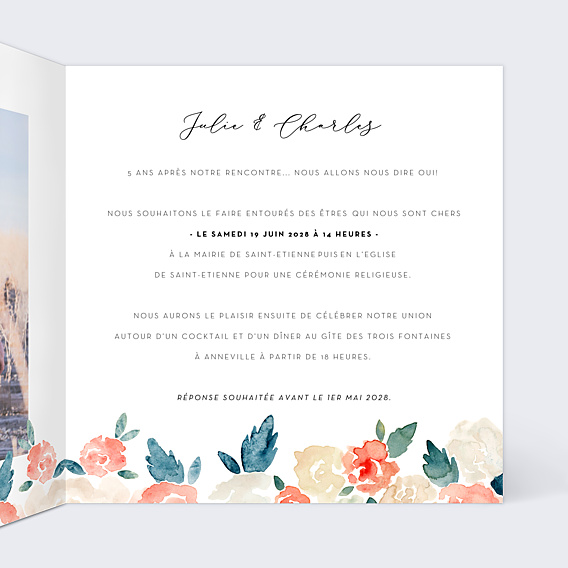 Faire-part Mariage Envolée Florale