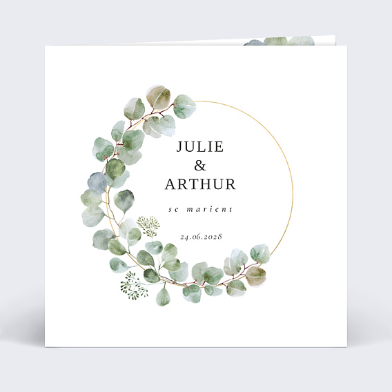 Faire-part Mariage Couronne Ocre Eucalyptus