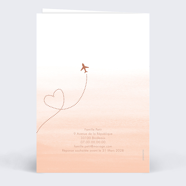 Faire-part Mariage Amoureux Voyageurs Verso