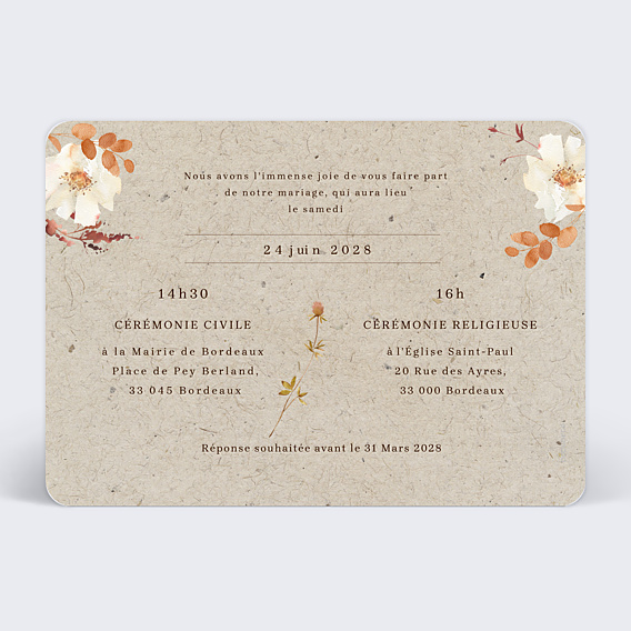 Faire-part Mariage Idylle Champêtre