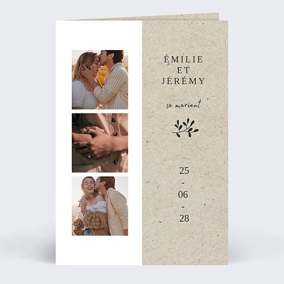 Faire part mariage Photomaton Nature