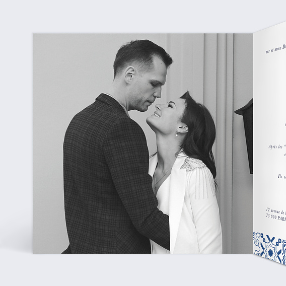 Faire part mariage Azulejos Intérieur Gauche