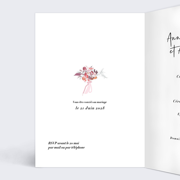Faire-Part Mariage Illustration Elégance Intérieur Gauche