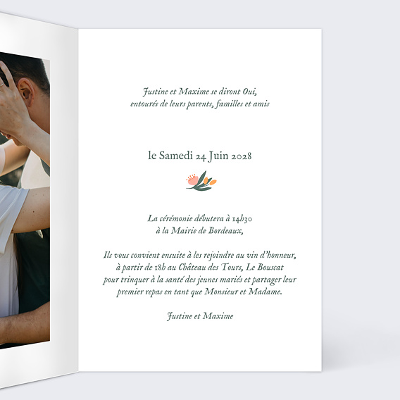 Faire part mariage Palais Royal Intérieur Droit