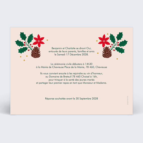 Faire part mariage Cadre Verdoyant Verso