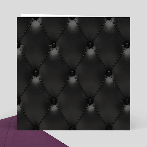 Faire part mariage Cuir Matelassé Noir Verso