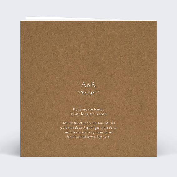 Faire part mariage Couronne de Dentelle Verso