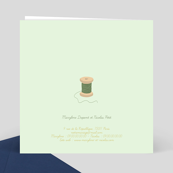 Faire part mariage Jolie Broderie Verso