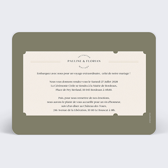 Faire-part Mariage Billet d'Avion