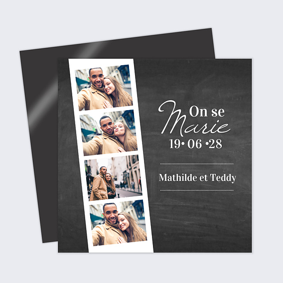 Faire part mariage Photomaton Ardoise