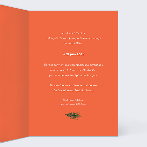 Faire-part Mariage Fleurs et Feuilles