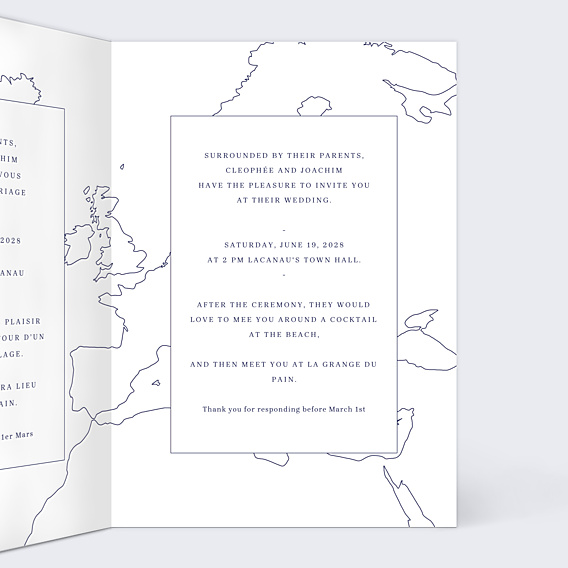 Faire-part Mariage Map voyage