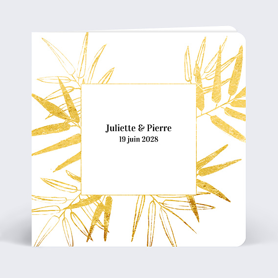 Faire-part Mariage Feuilles Ocre