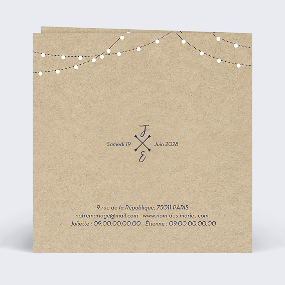 Faire part mariage Notre Histoire Verso