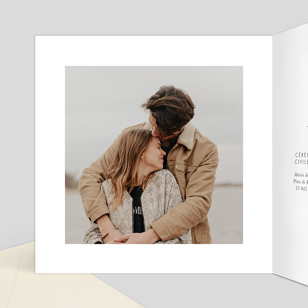 Faire-part Mariage Tendresse Intérieur Gauche