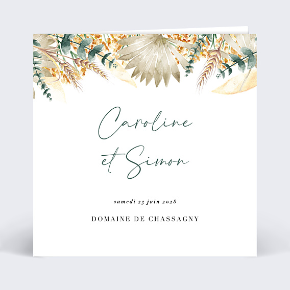Faire part mariage Bohemia avec graines