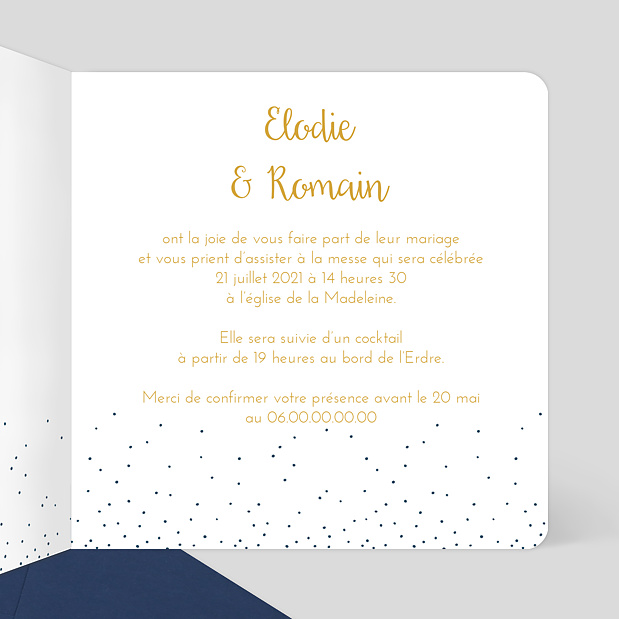 Faire-part Mariage Pois Intérieur Droit