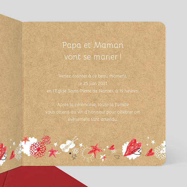Faire-part de mariage enfant Intérieur Droit