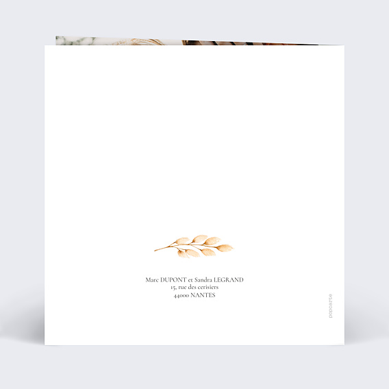 Faire part mariage Bohème Bouquet Verso