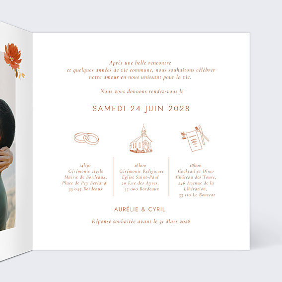 Faire-part Mariage Bouquet Parfumé