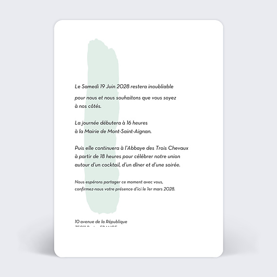 Faire part mariage Modern Touch Verso