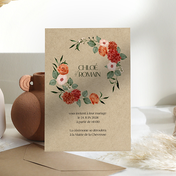 Faire part mariage Couronne Dahlia et Renoncules Après 1