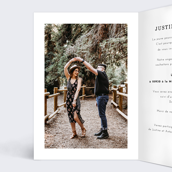 Faire part mariage Effet bois Intérieur Gauche