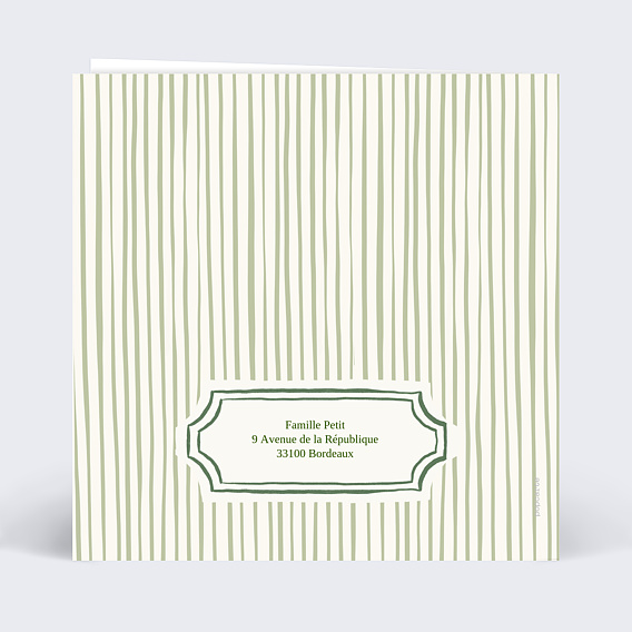 Faire part mariage Rayures fines Verso