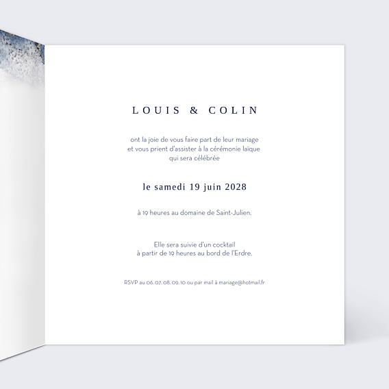 Faire-part Mariage Bleu d'Eau