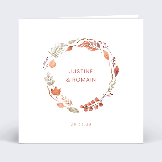 Faire part mariage Couronne Automnale