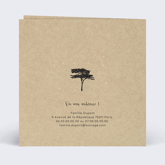 Faire part mariage Arbre Verso