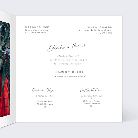 Faire part mariage Timidité Intérieur Droit