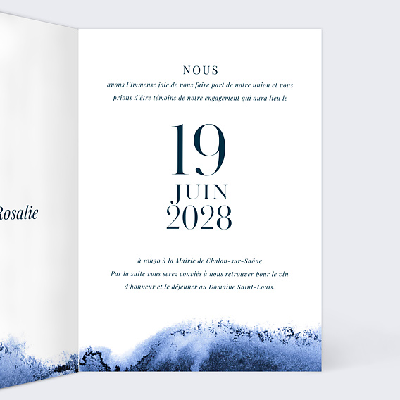 Faire part mariage Abîme Intérieur Droit