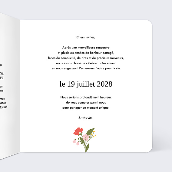 Faire-part Mariage Portrait minimaliste avec couronne champêtre