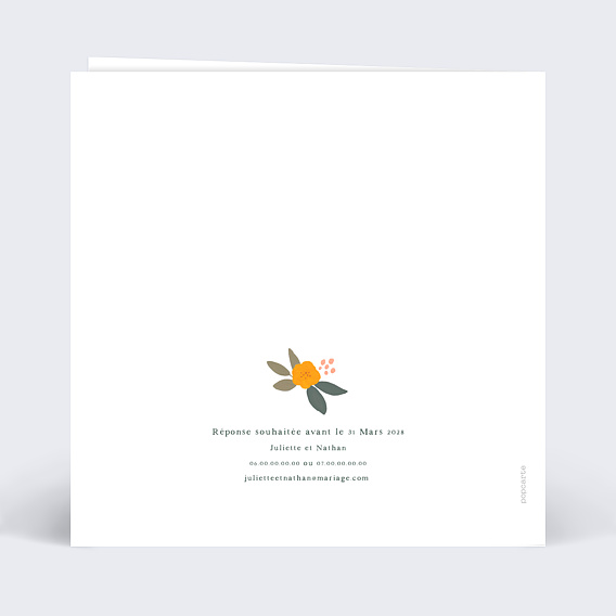 Faire part mariage Couronne Oasis Verso