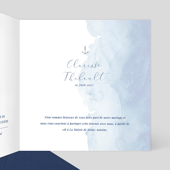 Faire part mariage Découpe Ecume Intérieur Droit