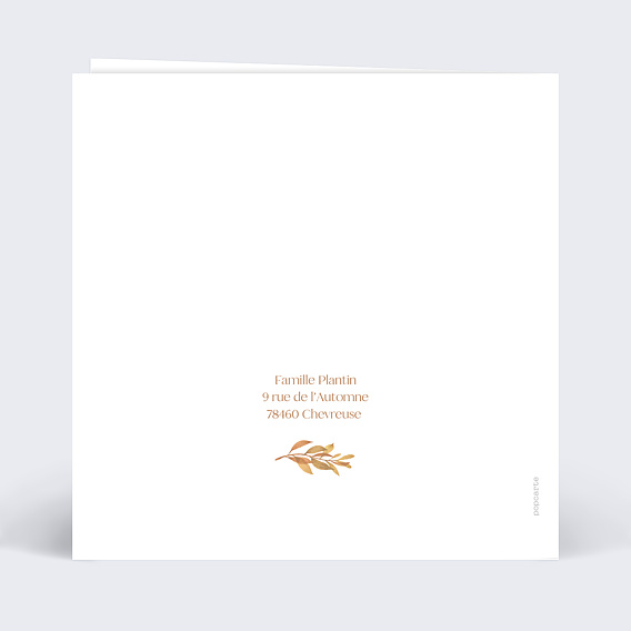 Faire part mariage Flower of Fall Verso