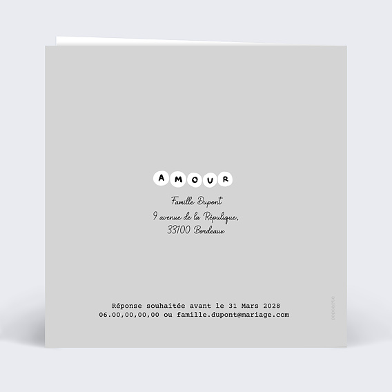 Faire part mariage Lunette Vintage Verso