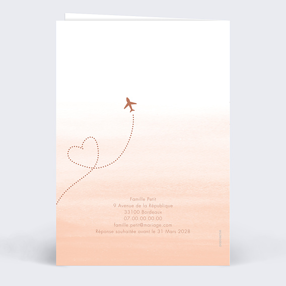 Faire part mariage Amoureux Voyageurs Verso