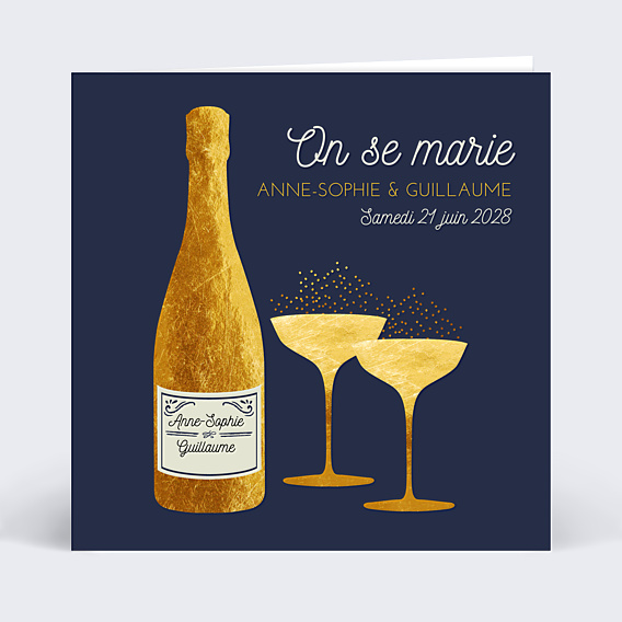 Faire-part Mariage Bulles Pétillantes