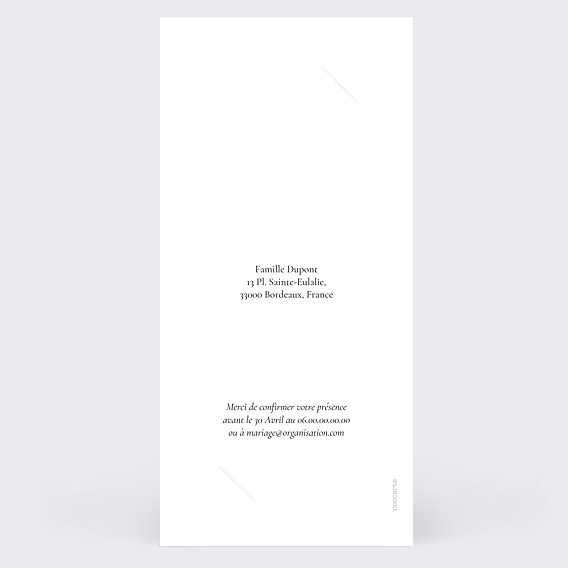 Faire part mariage Cadre Ocre Eucalyptus Verso