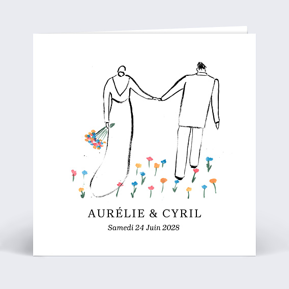 Faire part mariage Couple Champêtre