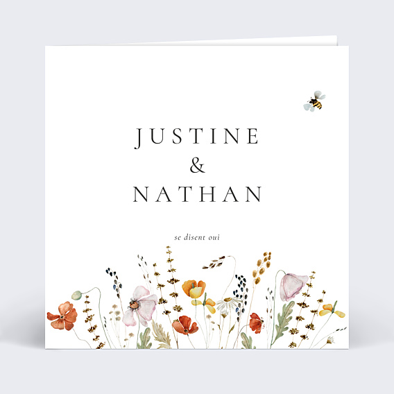 Faire-part Mariage Fleurs des champs avec graines