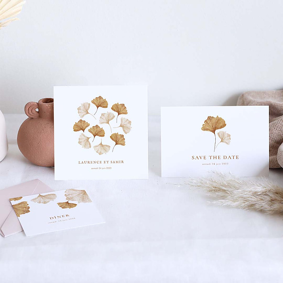 Faire part mariage Ginkgo Délicats Après 4